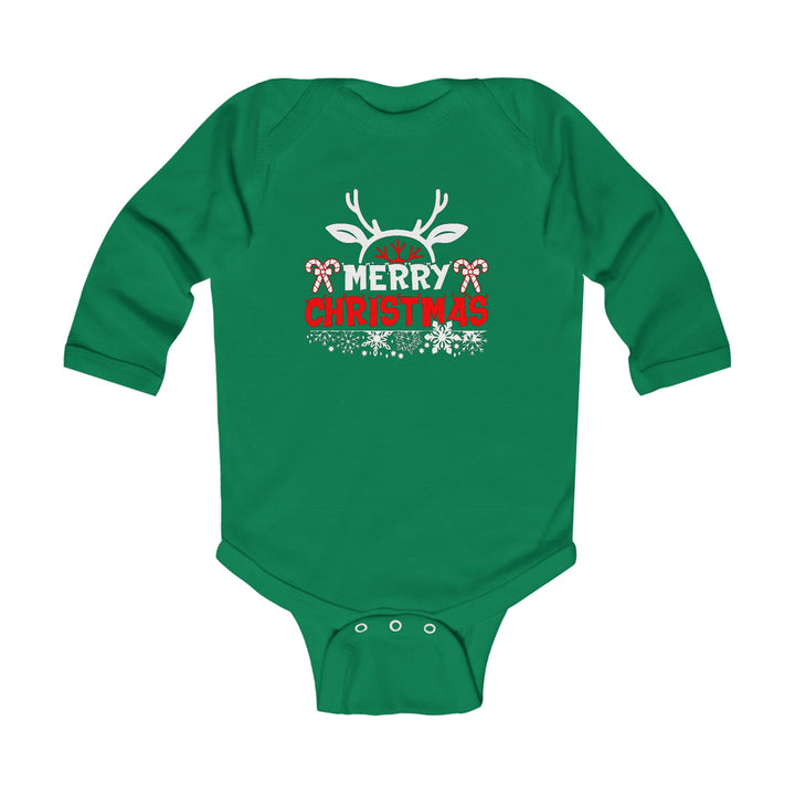 Merry Christmas Antlers - Infant Long Sleeve Bodysuit