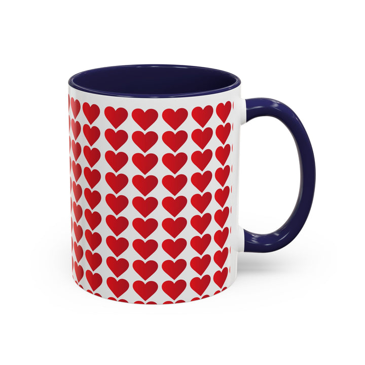 Red Valentine Hearts - Accent Coffee Mug (11, 15oz)