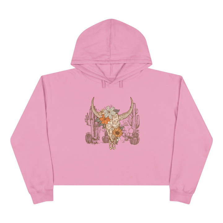 Flowery Leopard Skull - Crop Hoodie