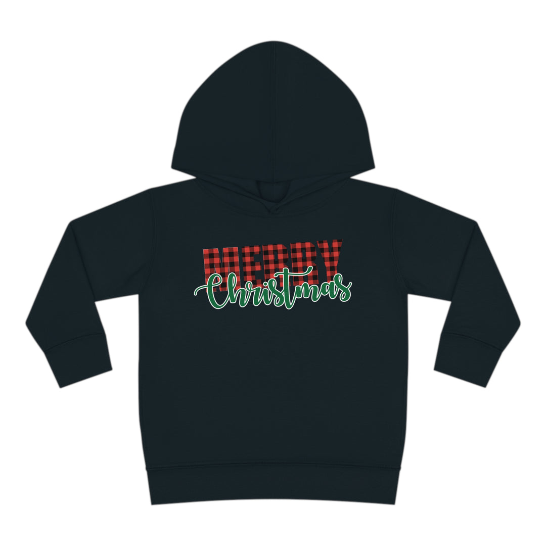 Merry Christmas Buffalo Plaid - Toddler Pullover Fleece Hoodie
