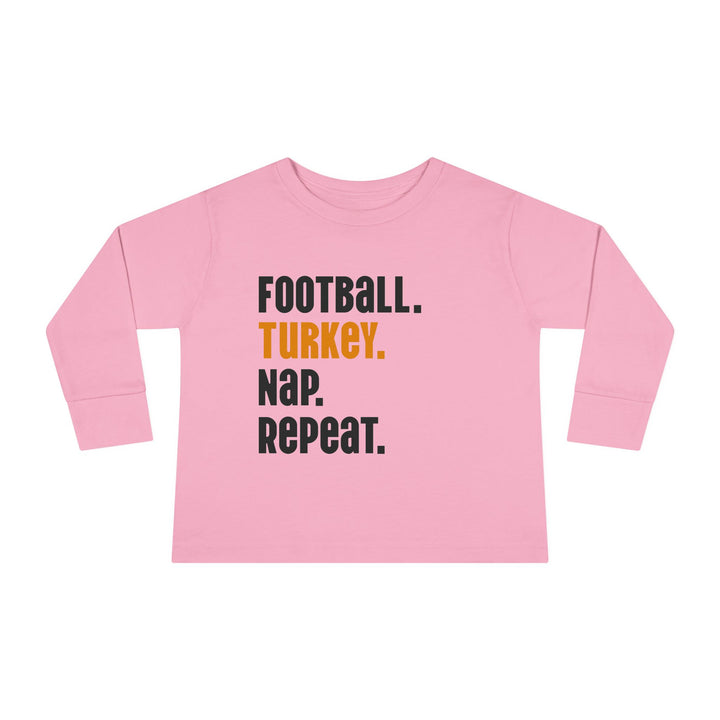 Football Turkey Nap Repeat - Toddler Long Sleeve Tee