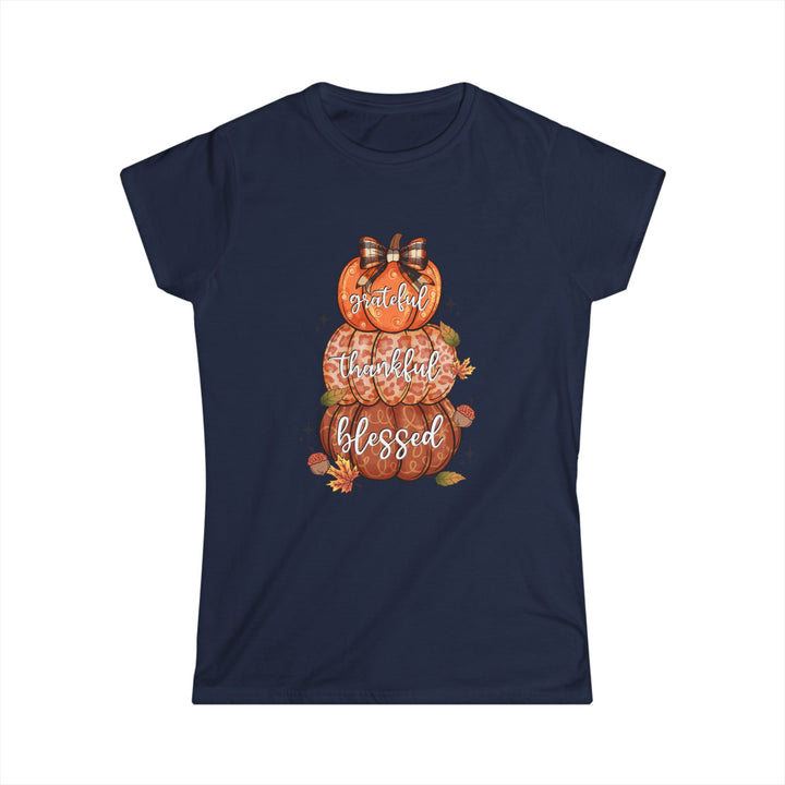 Grateful Thankful Blessed Pumpkins - Women's Softstyle Tee