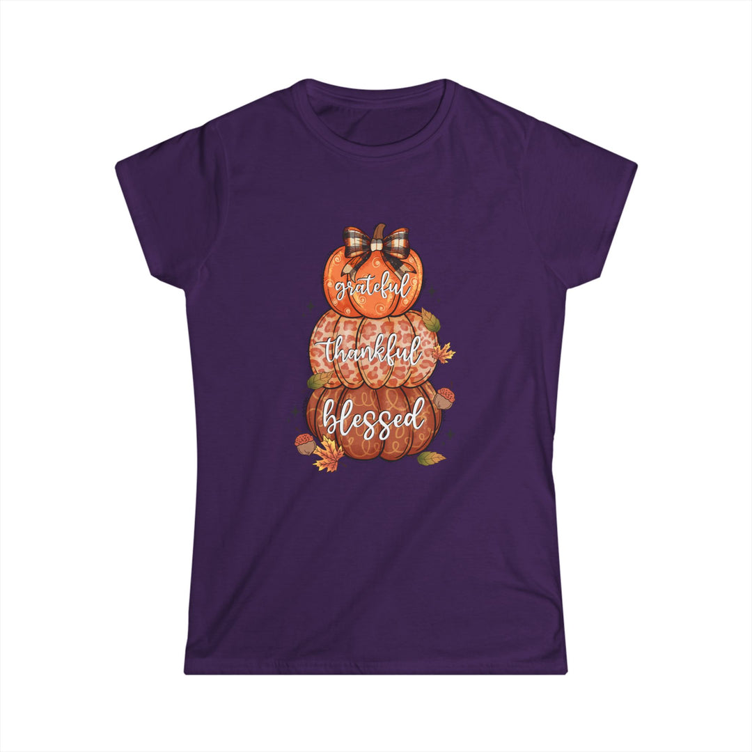 Grateful Thankful Blessed Pumpkins - Women's Softstyle Tee