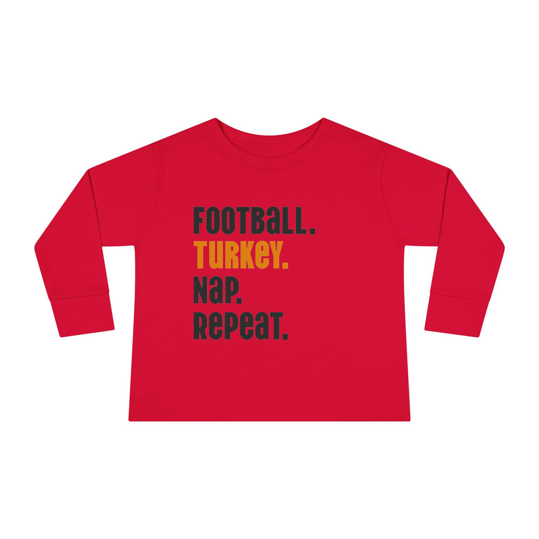 Football Turkey Nap Repeat - Toddler Long Sleeve Tee