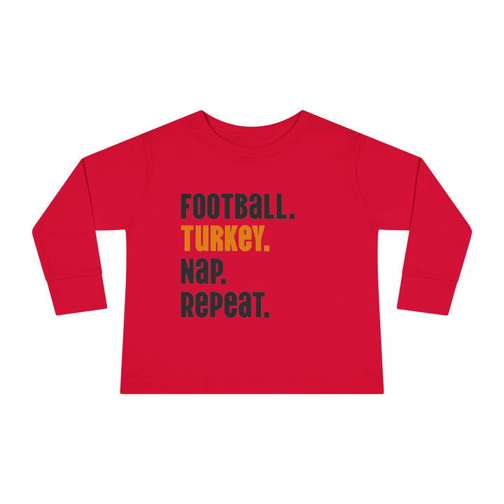 Football Turkey Nap Repeat - Toddler Long Sleeve Tee