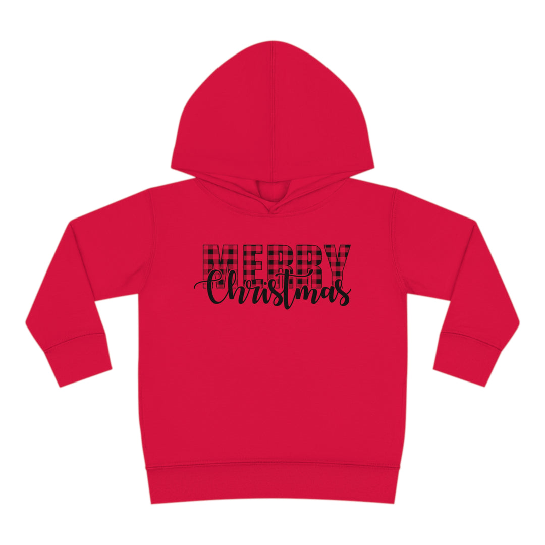 Merry Christmas Buffalo Plaid - Toddler Pullover Fleece Hoodie