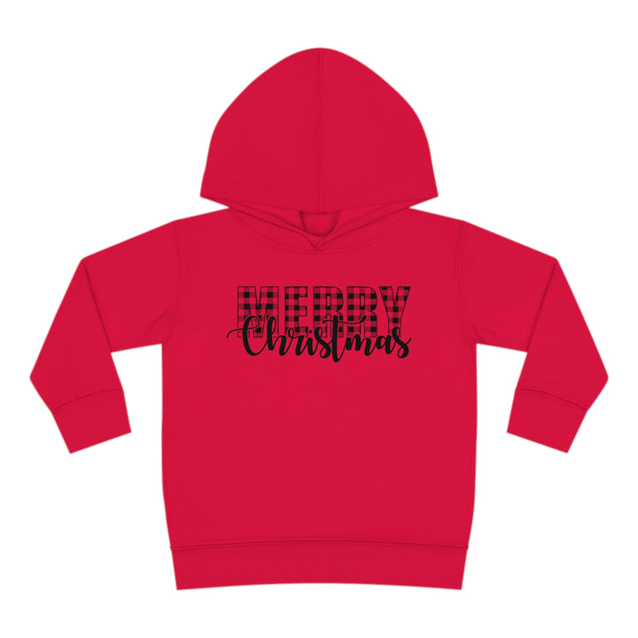 Merry Christmas Buffalo Plaid - Toddler Pullover Fleece Hoodie