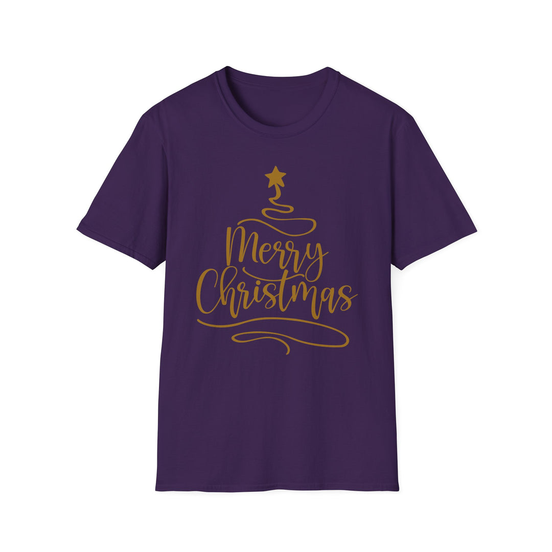 Merry Christmas Gold Tree - Unisex Softstyle T-Shirt