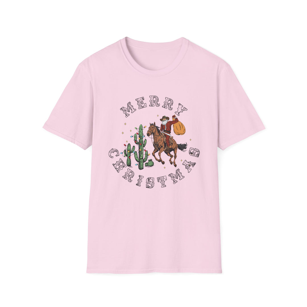 Merry Christmas Cowboy Santa - Unisex Softstyle T-Shirt