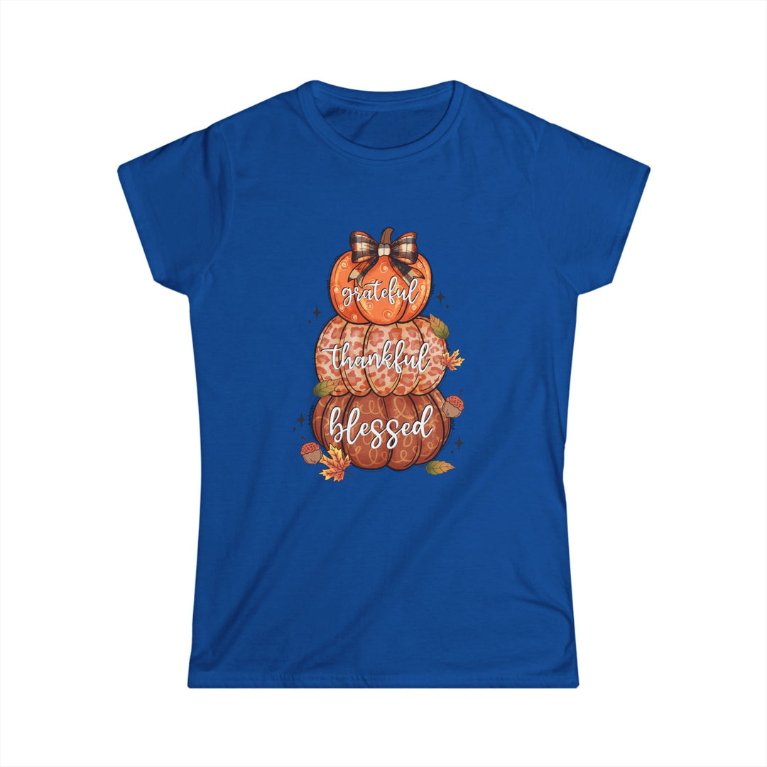 Grateful Thankful Blessed Pumpkins - Women's Softstyle Tee