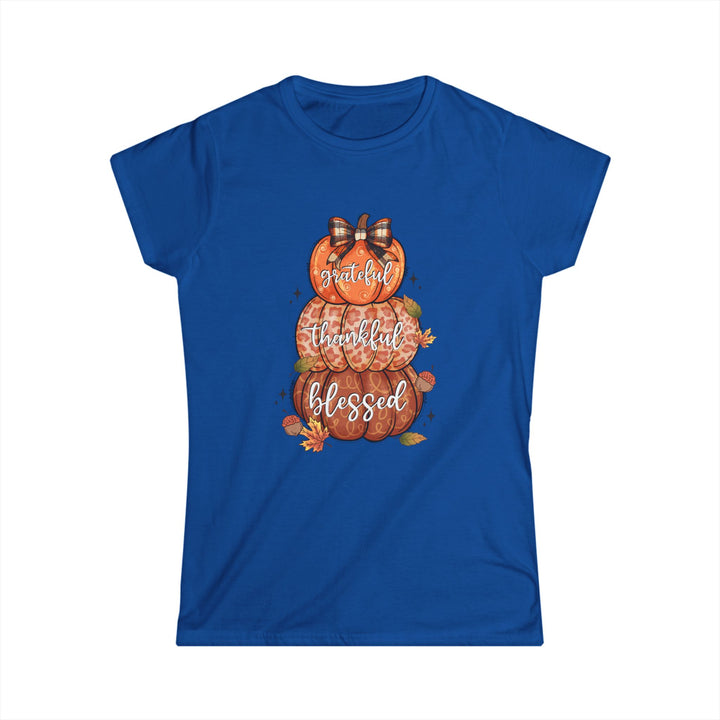 Grateful Thankful Blessed Pumpkins - Women's Softstyle Tee