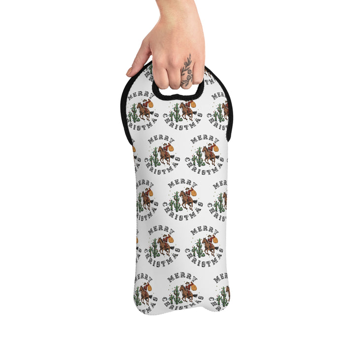 Merry Christmas Cowboy Santa - Wine Tote Bag