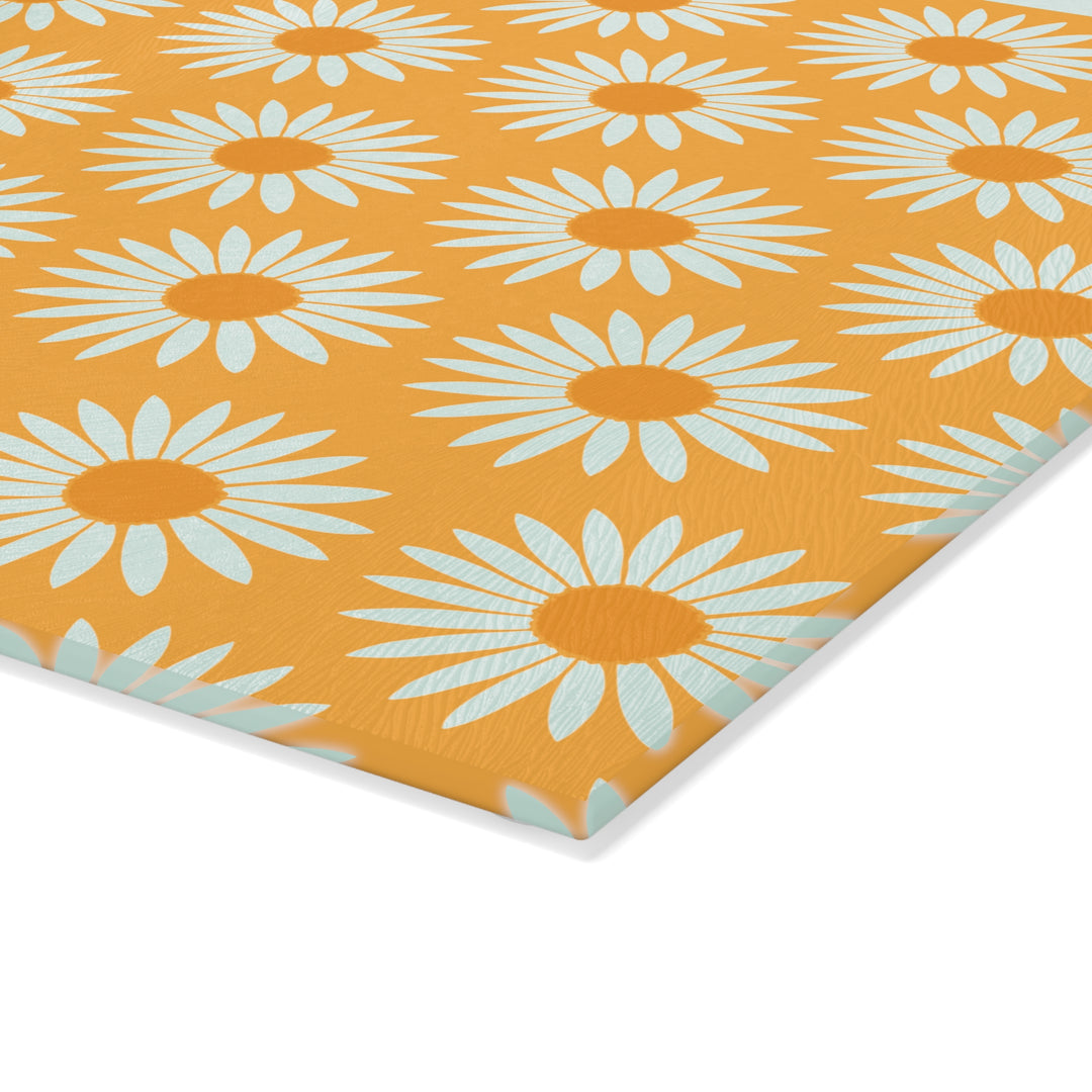 Yellow Sunflower Pattern - Glass Cutting Board