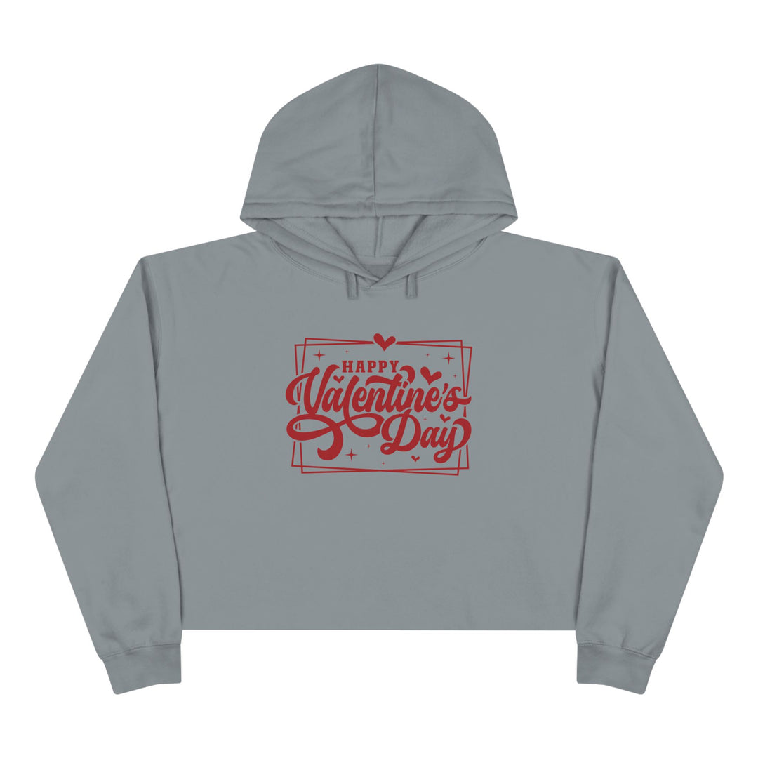Happy Valentine's Day W/Hearts - Crop Hoodie