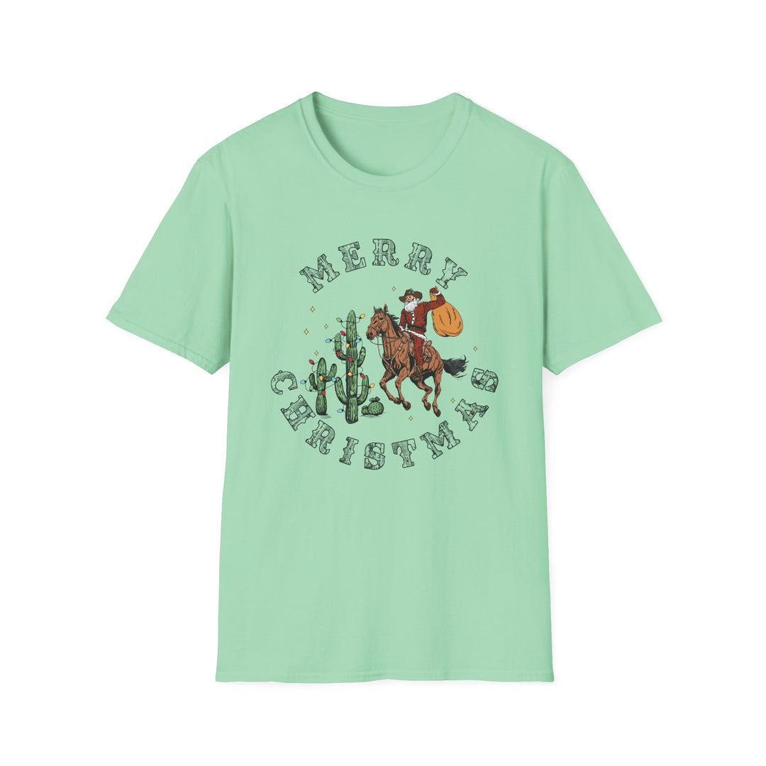 Merry Christmas Cowboy Santa - Unisex Softstyle T-Shirt