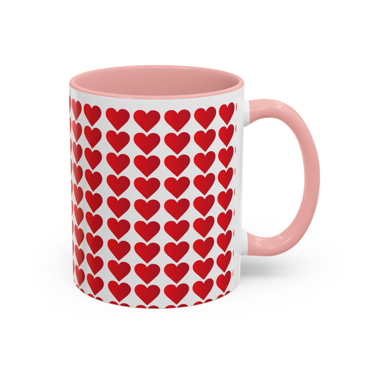 Red Valentine Hearts - Accent Coffee Mug (11, 15oz)