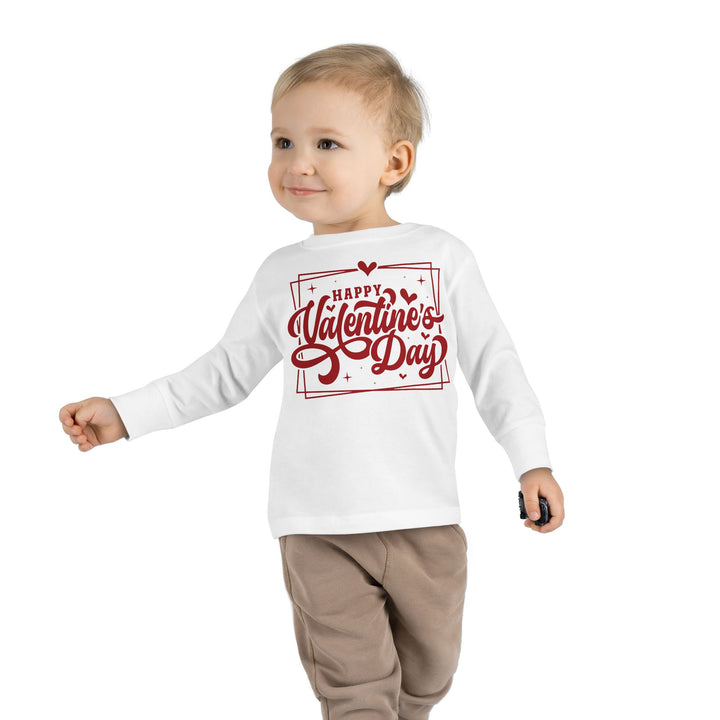 Happy Valentine's Day W/Hearts - Toddler Long Sleeve Tee