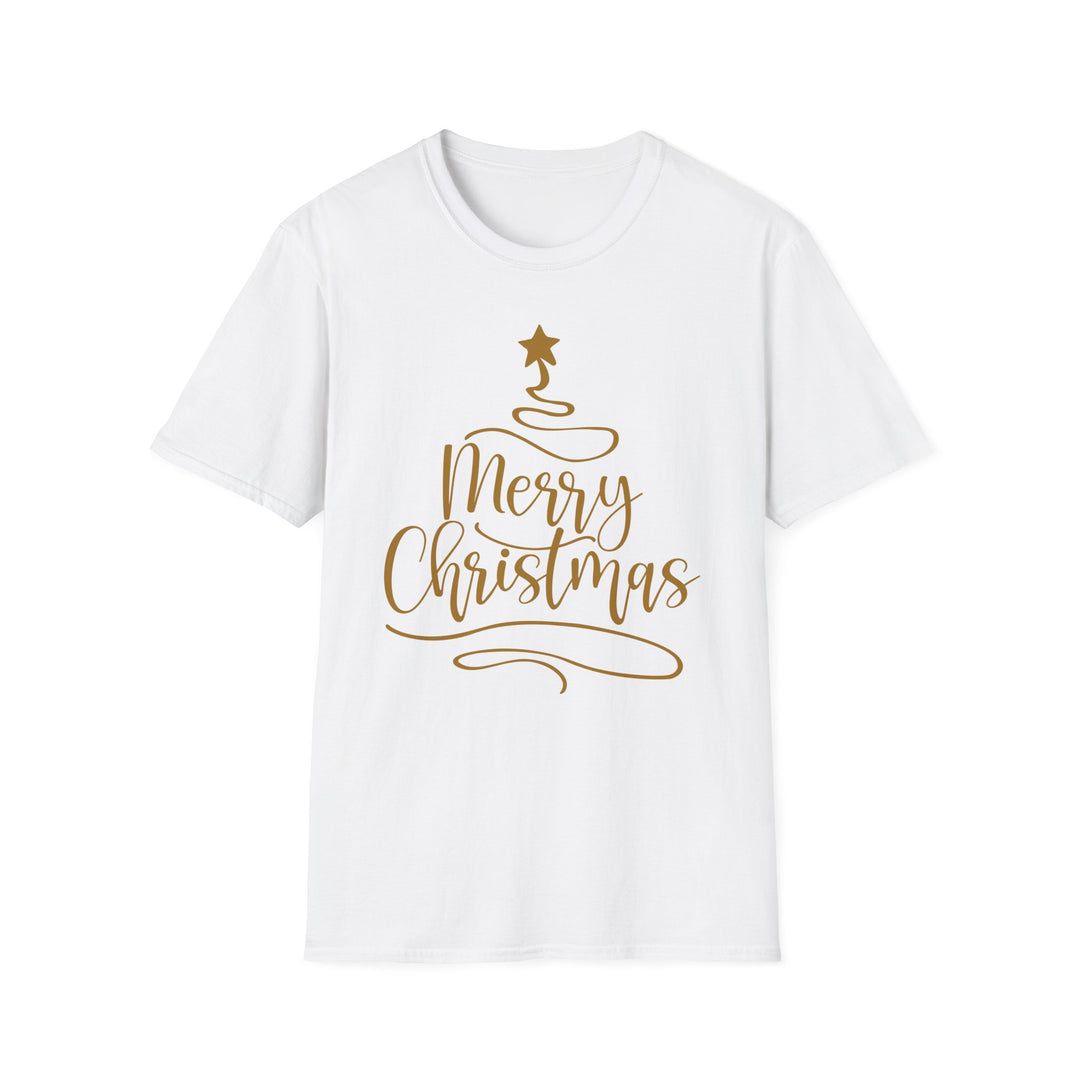 Merry Christmas Gold Tree - Unisex Softstyle T-Shirt