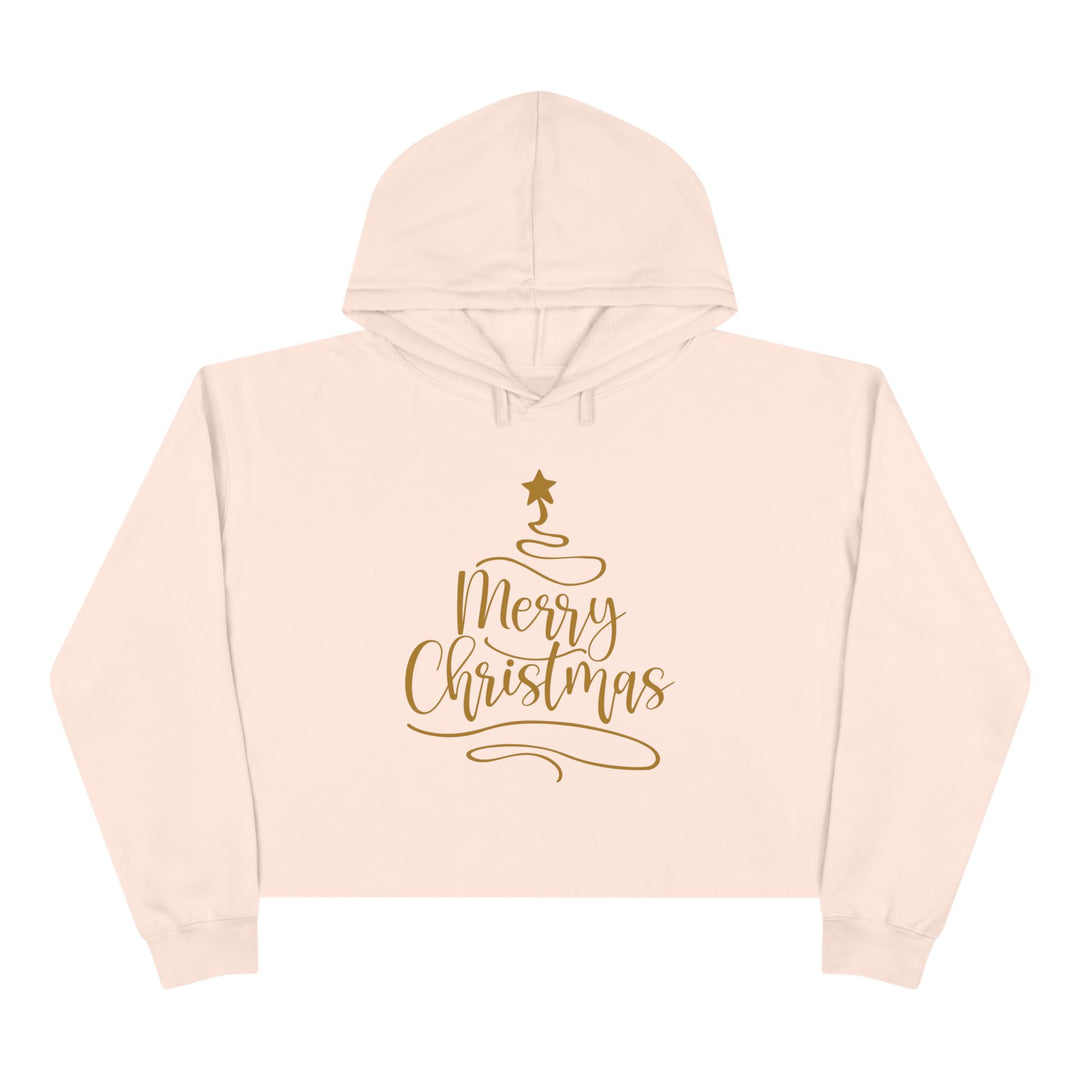 Merry Christmas Gold Tree - Crop Hoodie