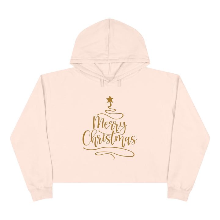 Merry Christmas Gold Tree - Crop Hoodie