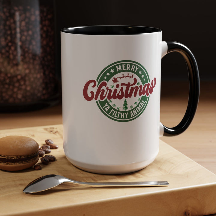 Merry Christmas Ya Filthy Animal - Accent Coffee Mug (11, 15oz)