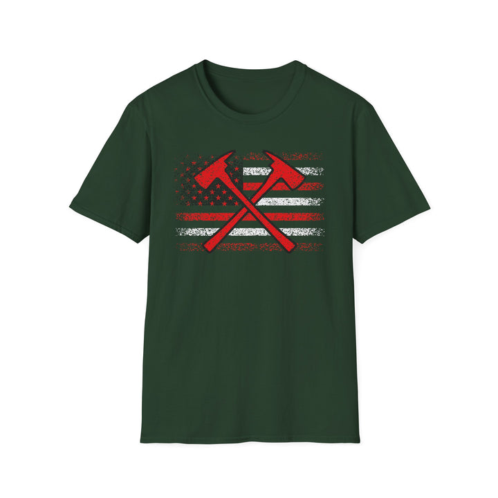 Firefighter American Flag - Unisex Softstyle T-Shirt