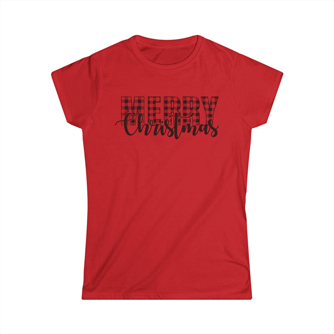 Merry Christmas Buffalo Plaid - Women's Softstyle Tee