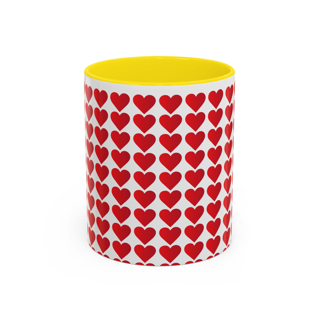 Red Valentine Hearts - Accent Coffee Mug (11, 15oz)