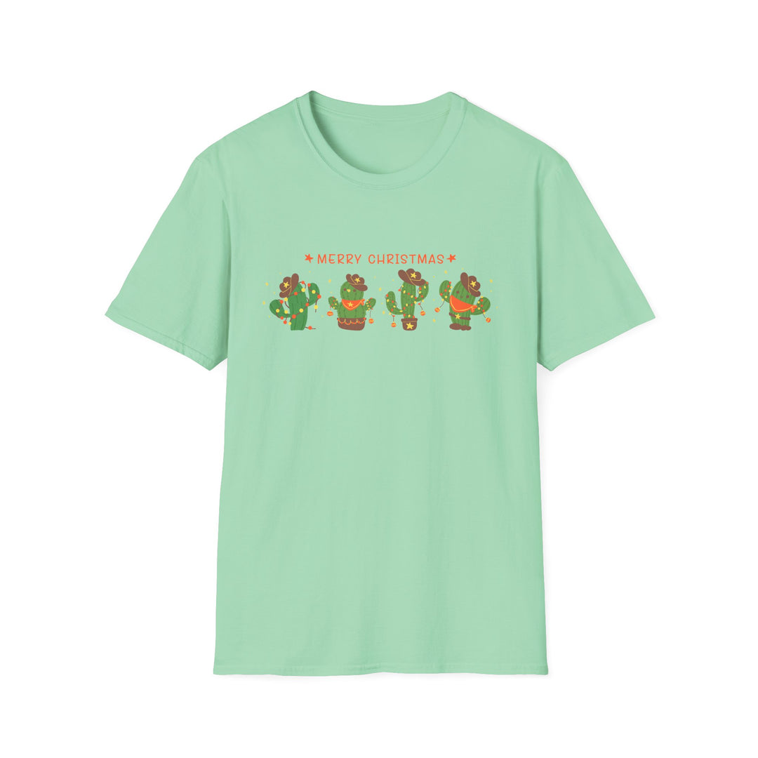 Merry Christmas Cactus - Unisex Softstyle T-Shirt