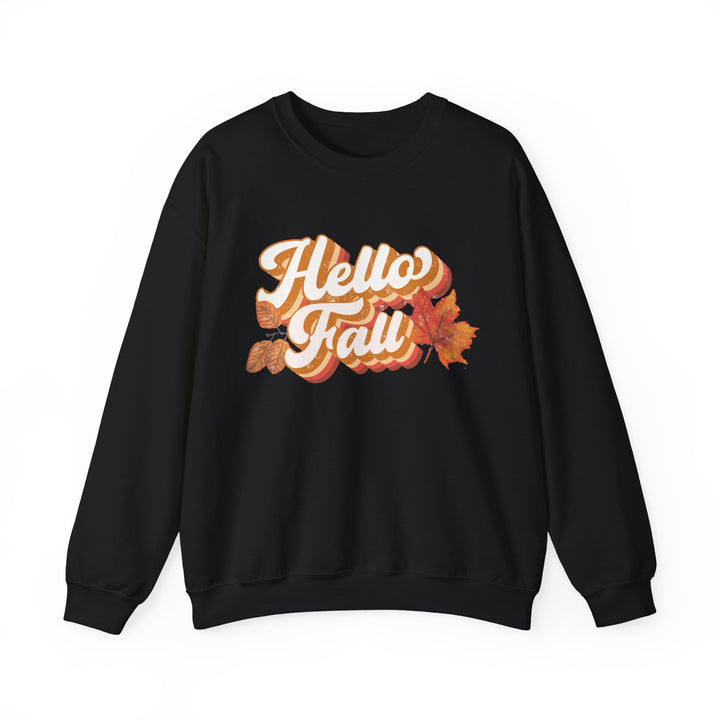 Retro Hello Fall - Unisex Heavy Blend™ Crewneck Sweatshirt