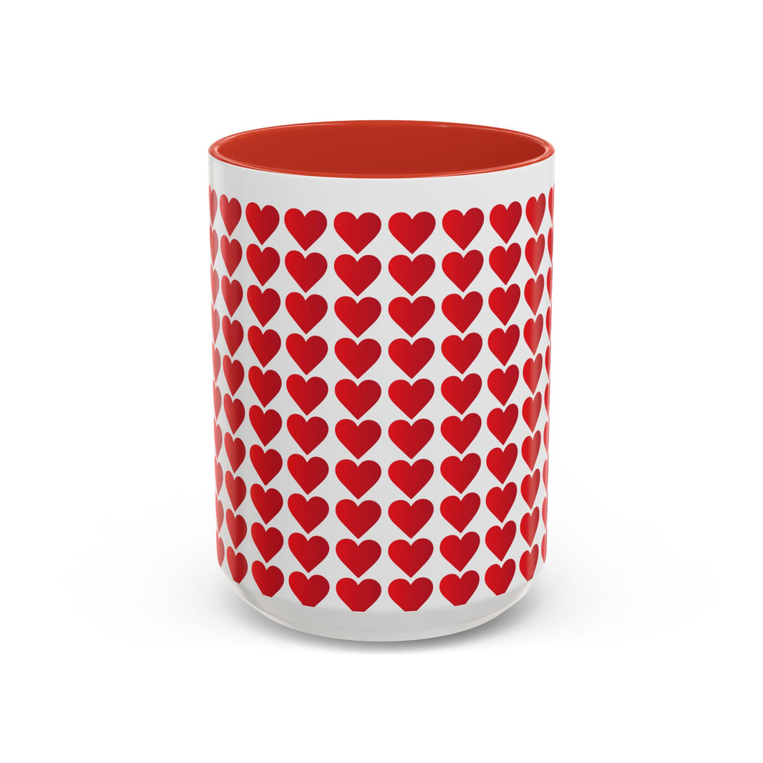 Red Valentine Hearts - Accent Coffee Mug (11, 15oz)