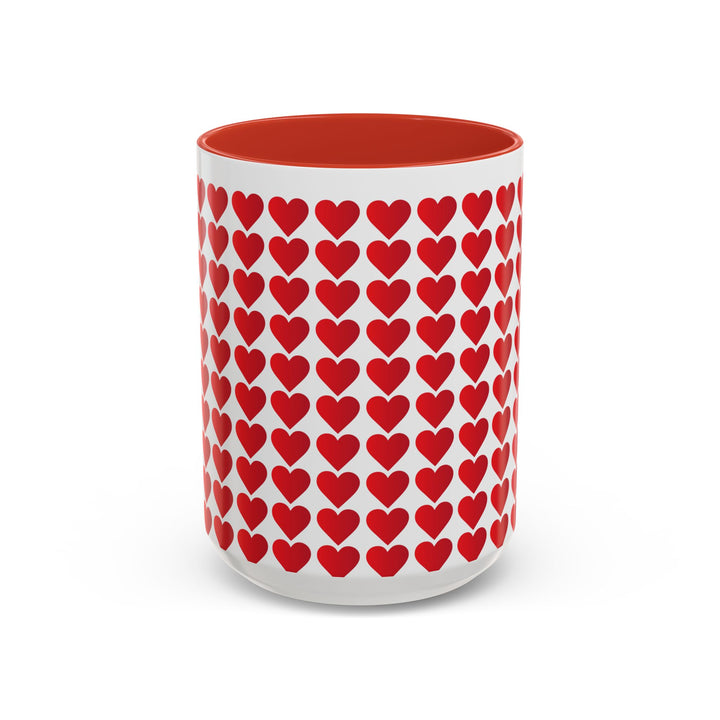 Red Valentine Hearts - Accent Coffee Mug (11, 15oz)