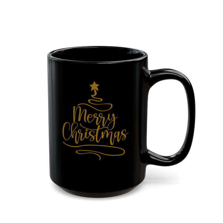 Merry Christmas Gold Tree - Black Mug (11oz, 15oz)