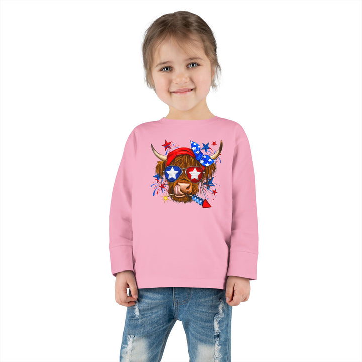 4th Of July Cow - Toddler Long Sleeve Tee