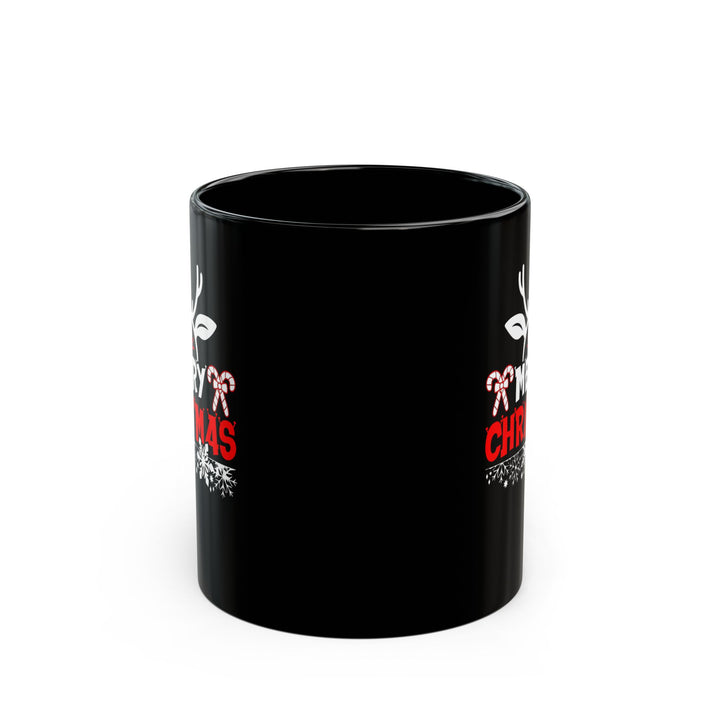 Merry Christmas Antlers - Black Mug (11oz, 15oz)