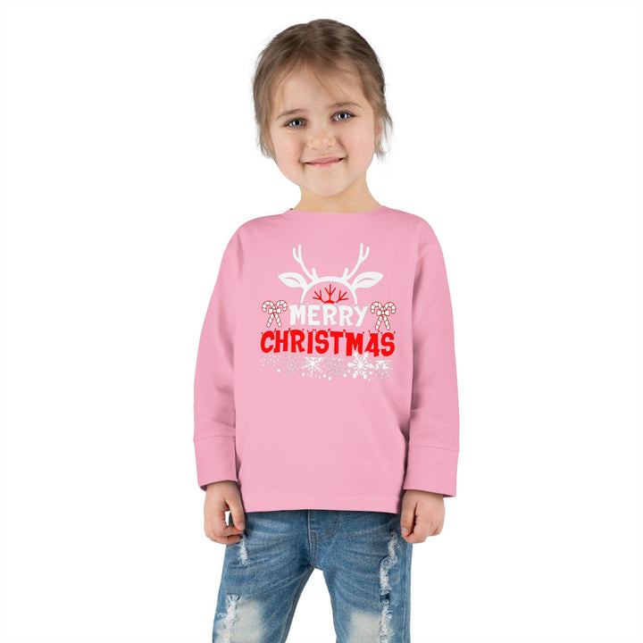 Merry Christmas Antlers - Toddler Long Sleeve Tee