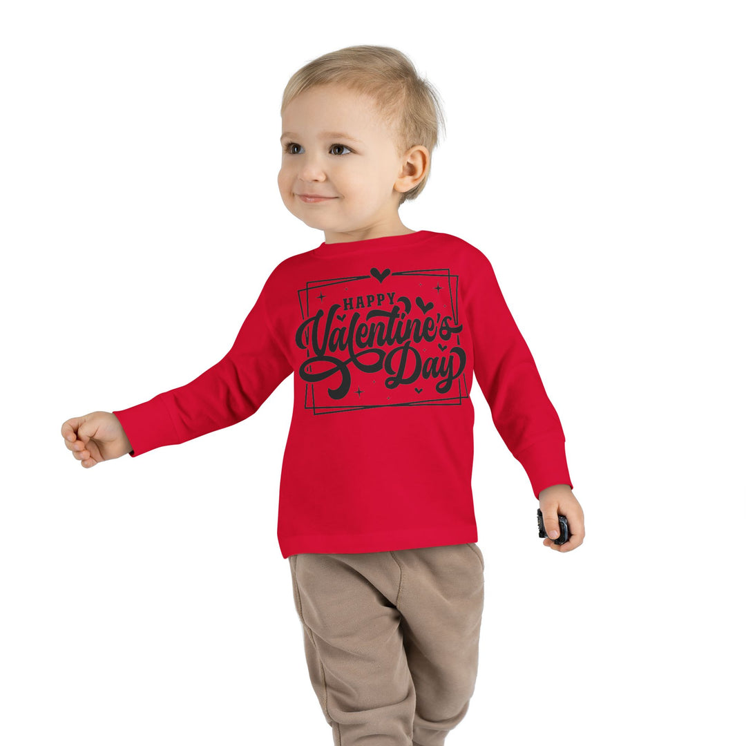 Happy Valentine's Day W/Hearts - Toddler Long Sleeve Tee