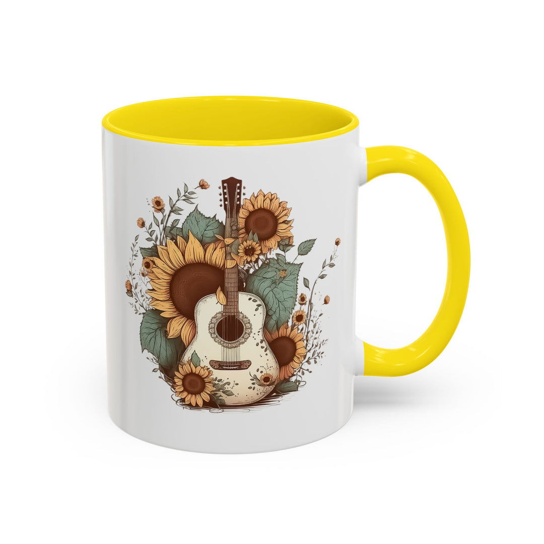 Sunflower Guitar - Accent Coffee Mug (11, 15oz)