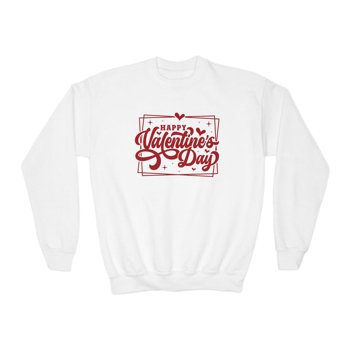 Happy Valentine's Day W/Hearts - Youth Crewneck Sweatshirt