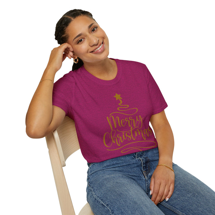 Merry Christmas Gold Tree - Unisex Softstyle T-Shirt