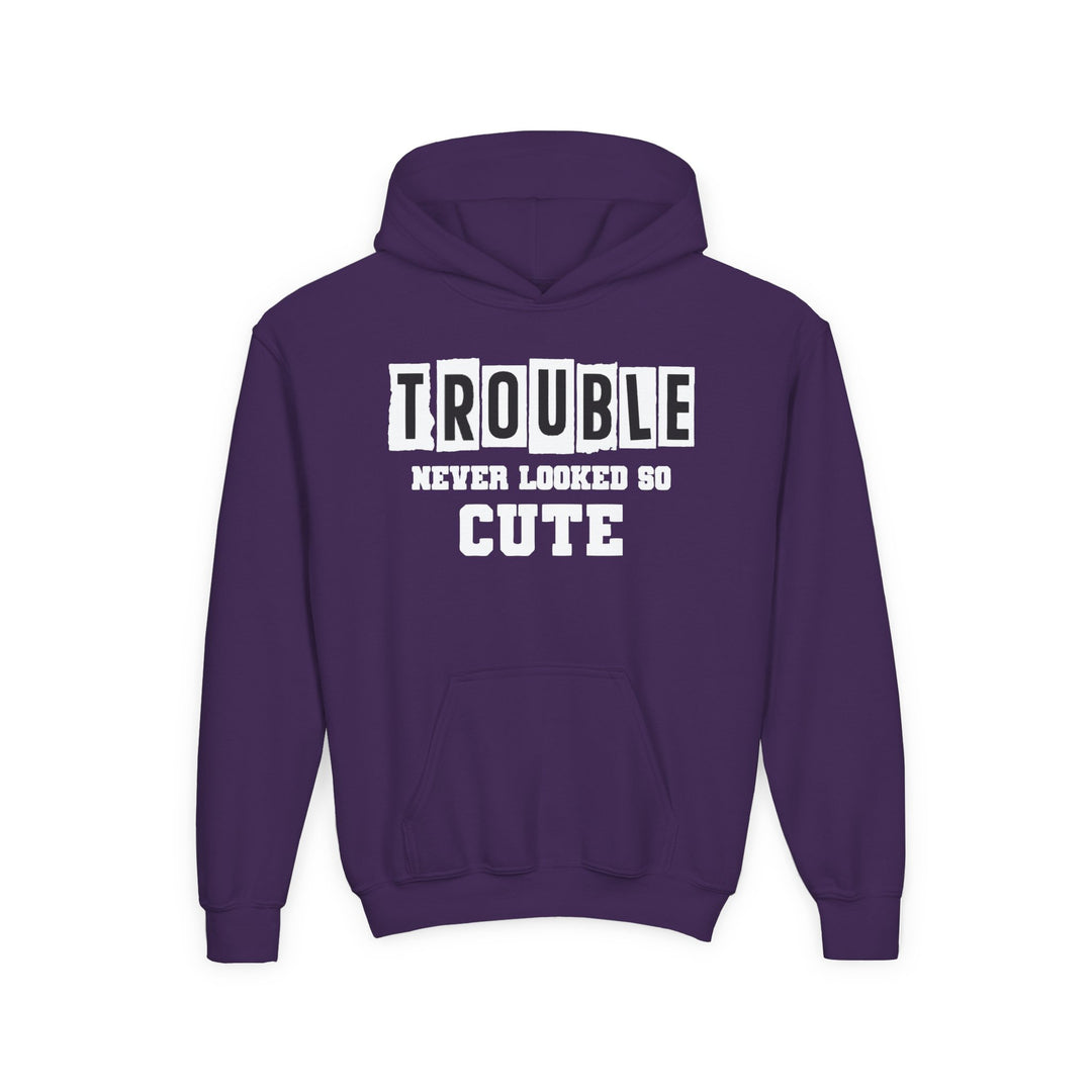 Trouble Never Looked So Cute - Youth Heavy Blend Hooded Sweatshirt