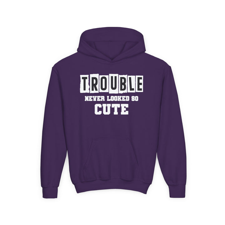 Trouble Never Looked So Cute - Youth Heavy Blend Hooded Sweatshirt