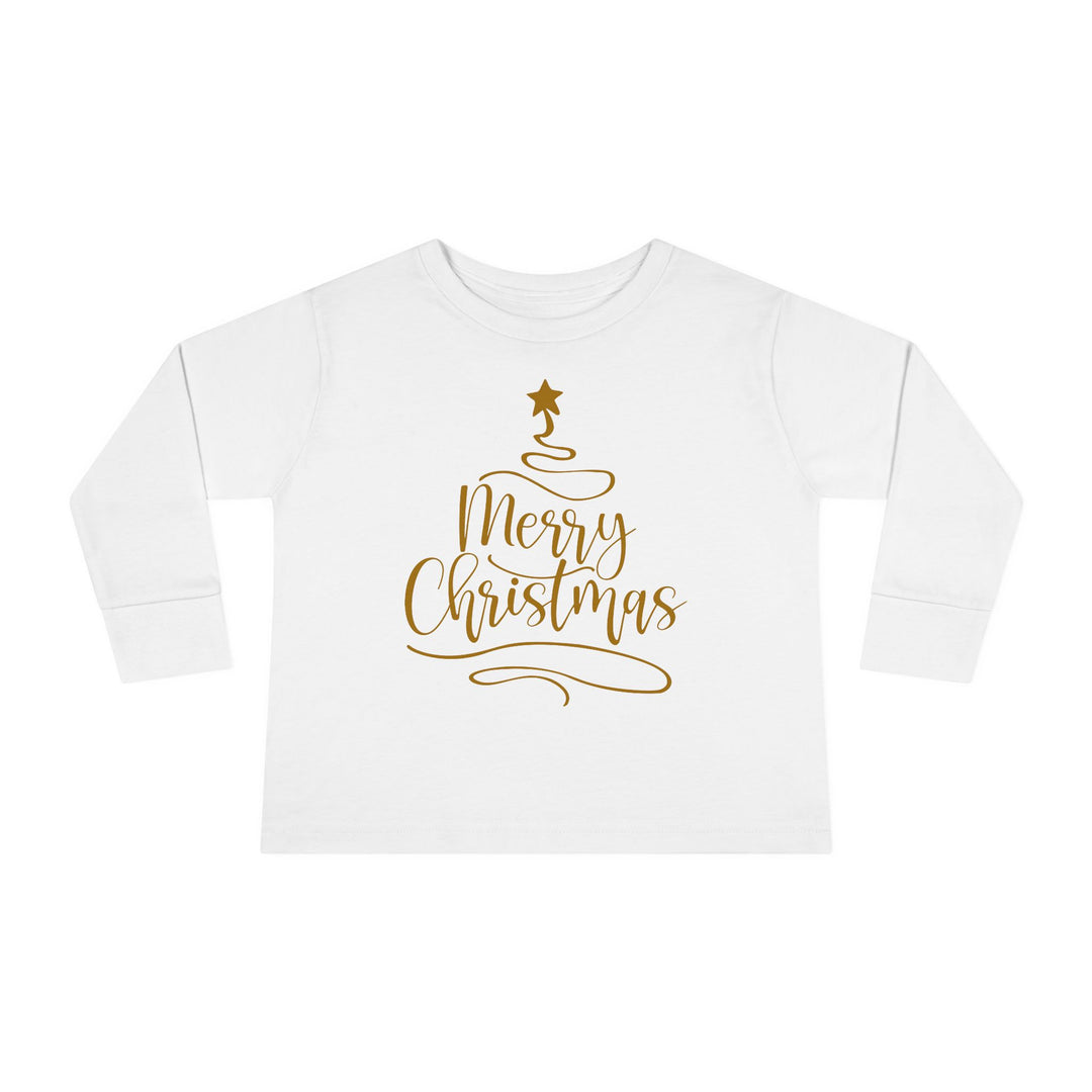 Merry Christmas Gold Tree - Toddler Long Sleeve Tee