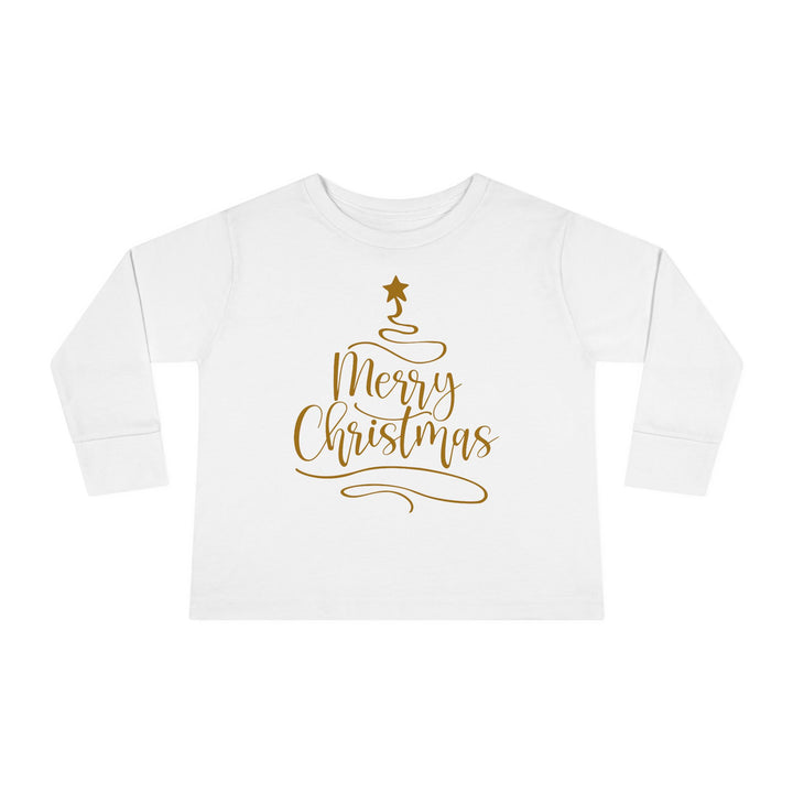 Merry Christmas Gold Tree - Toddler Long Sleeve Tee