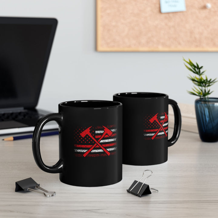 Firefighter American Flag - Black Mug (11oz, 15oz)