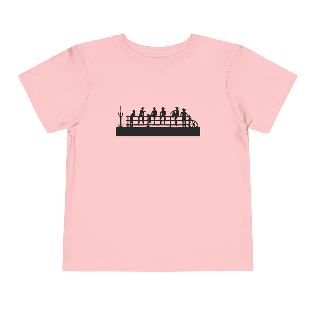 Cowboys On Fence Silhouette - Toddler Short Sleeve Tee