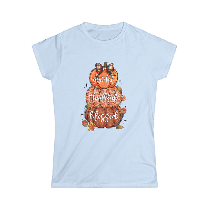Grateful Thankful Blessed Pumpkins - Women's Softstyle Tee