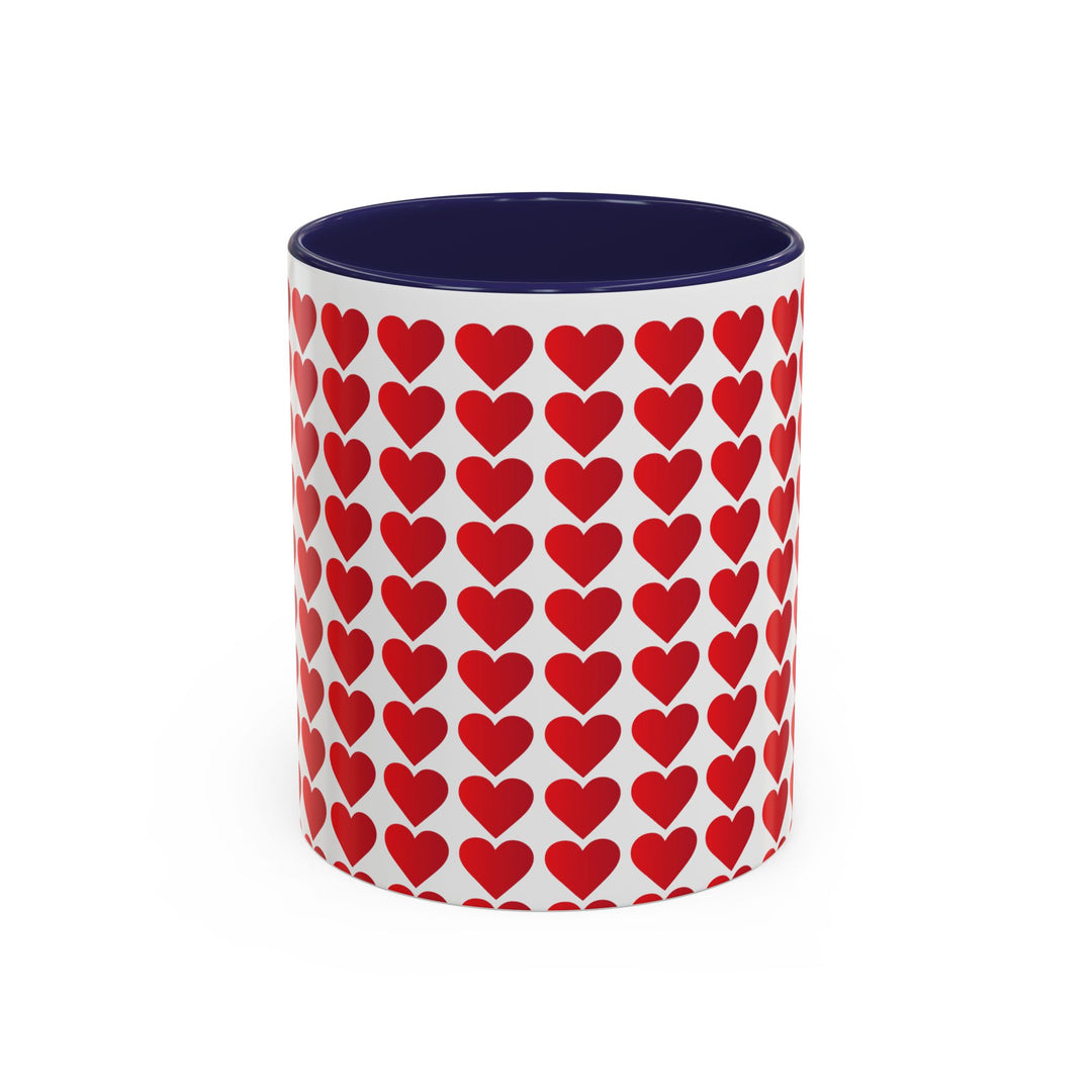 Red Valentine Hearts - Accent Coffee Mug (11, 15oz)