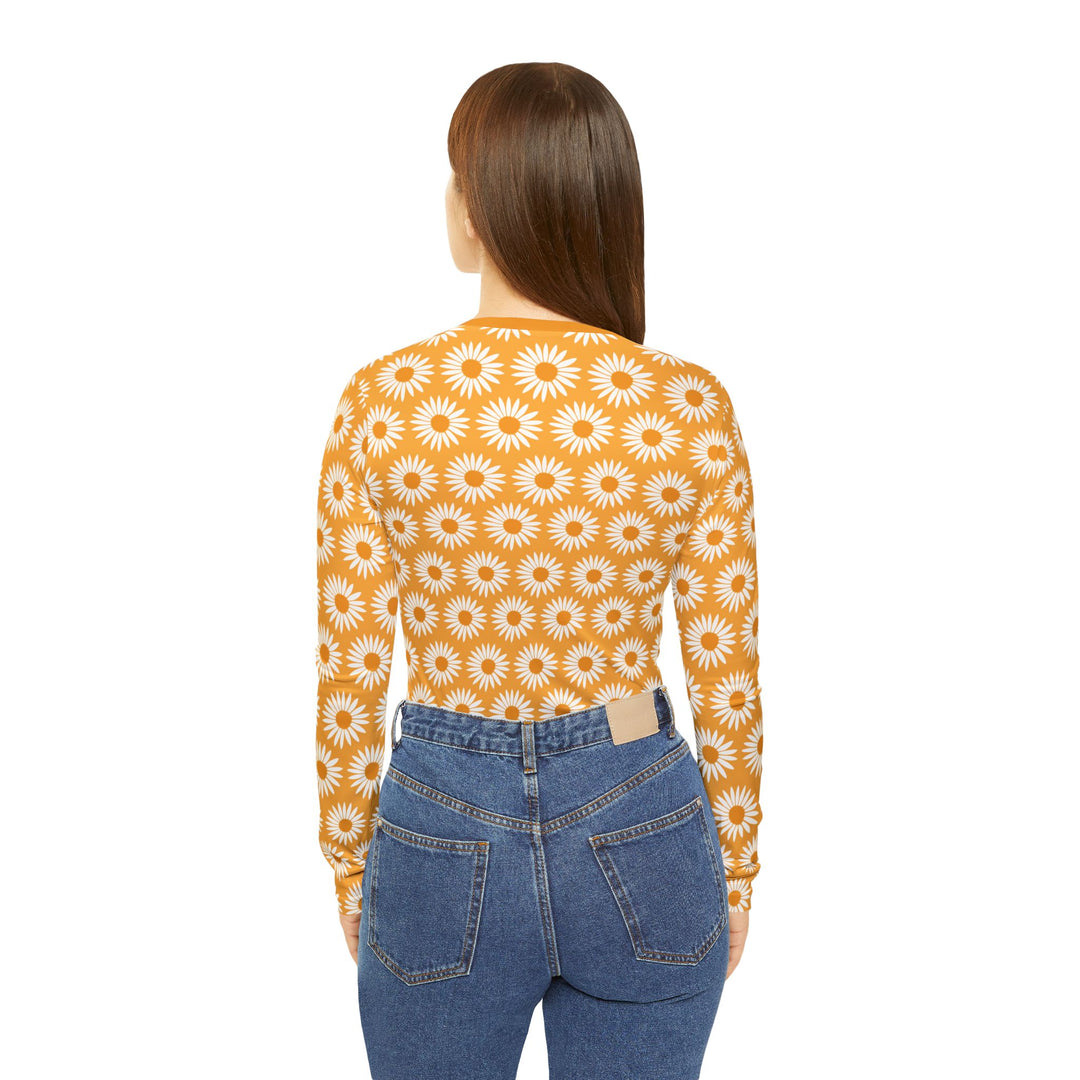 Yellow Sunflower Print - Women's Long Sleeve V-neck Shirt (AOP)