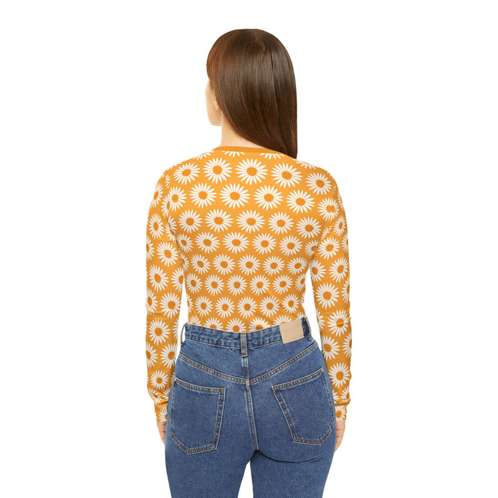 Yellow Sunflower Print - Women's Long Sleeve V-neck Shirt (AOP)